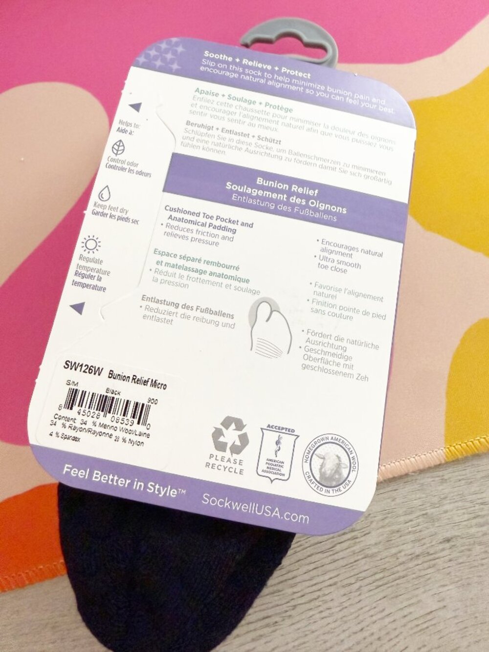 SockWell Women's Bunion Relief Micro | Bunion Relief Socks S/M NEW black - Picture 3 of 6